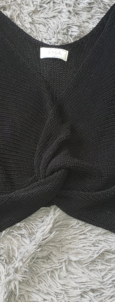 Sage the label. Crop twist front sweater